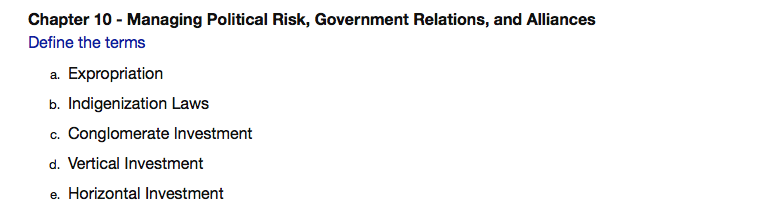 Chapter 10 - Managing Political Risk, Government