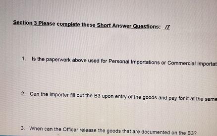 Section 1 Commercial B3 /20 Fill out a B3 using