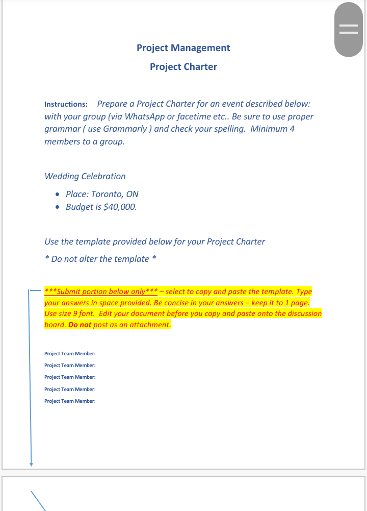 = Project Management Project Charter