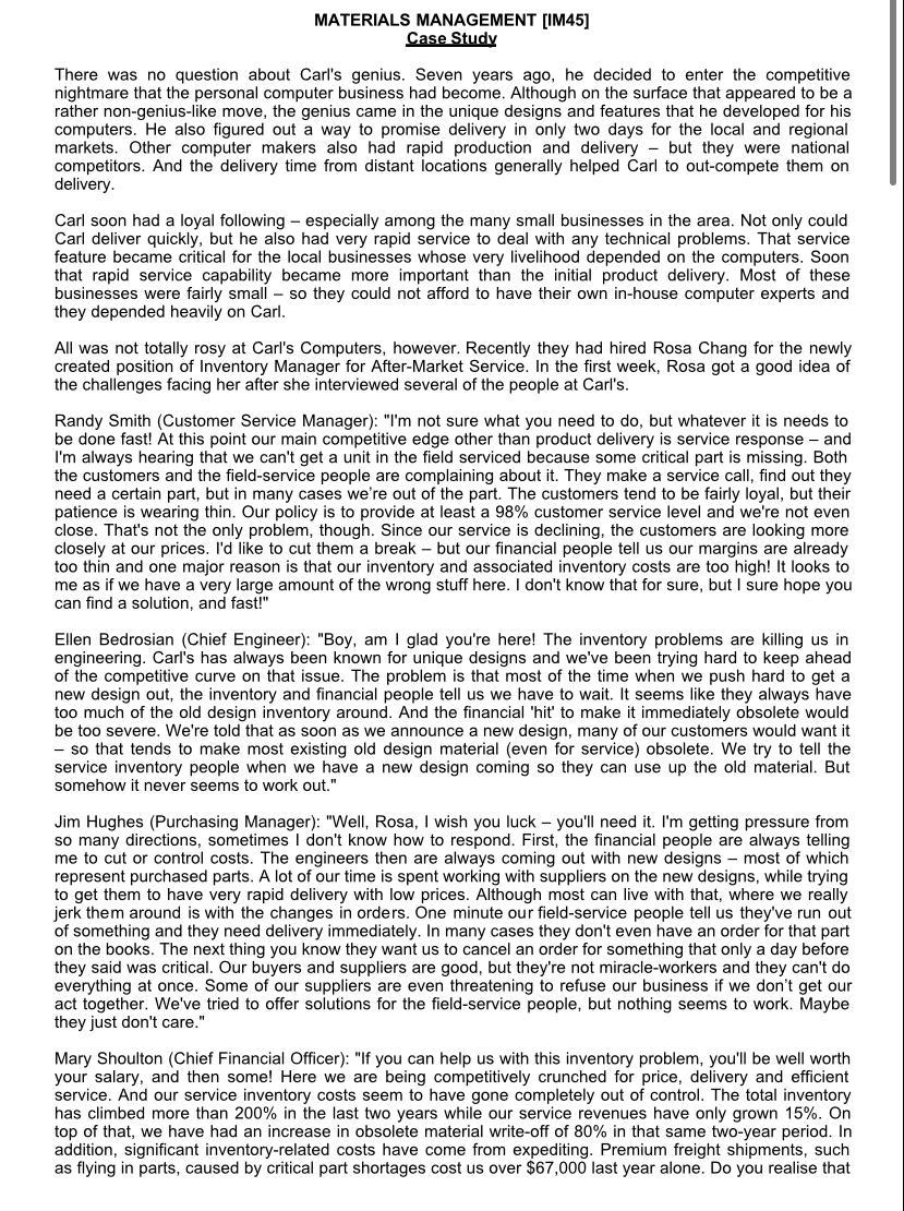 Q1. Using the data on the two part numbers given,