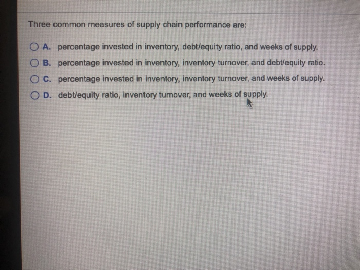 Three common measures of supply chain performance