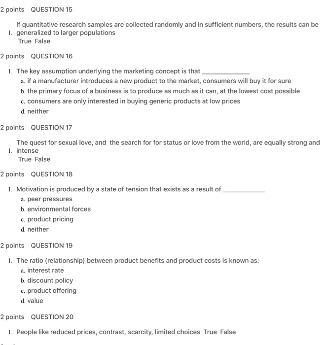 2 points QUESTION 15 If quantitative research