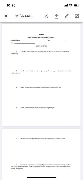 REVIEW QUESTIONS 1 related pay? According to the