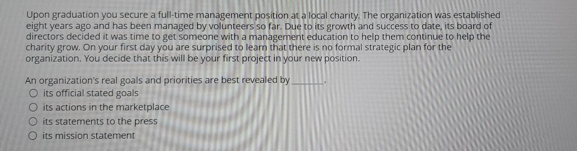 Upon graduation you secure a full-time management