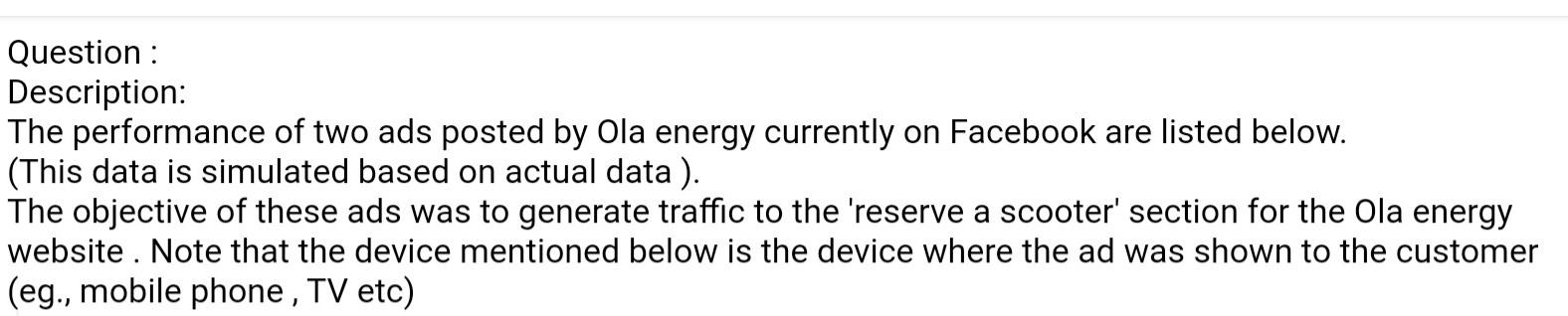 Question : Description: The performance of two