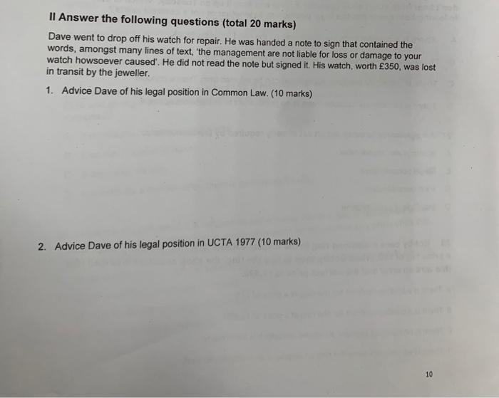 business law II Answer the following questions