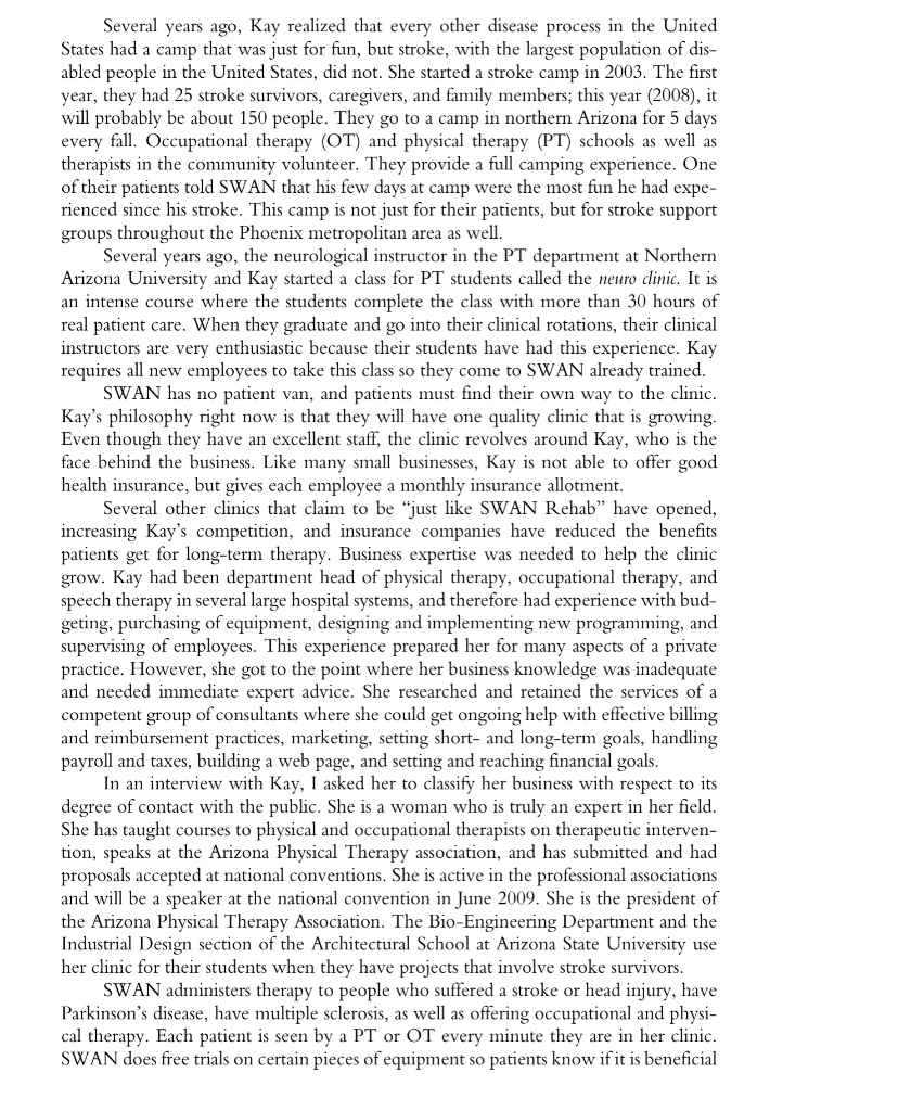 Do a SWAT analysis on SWAN Rehabilitation? Kay ay