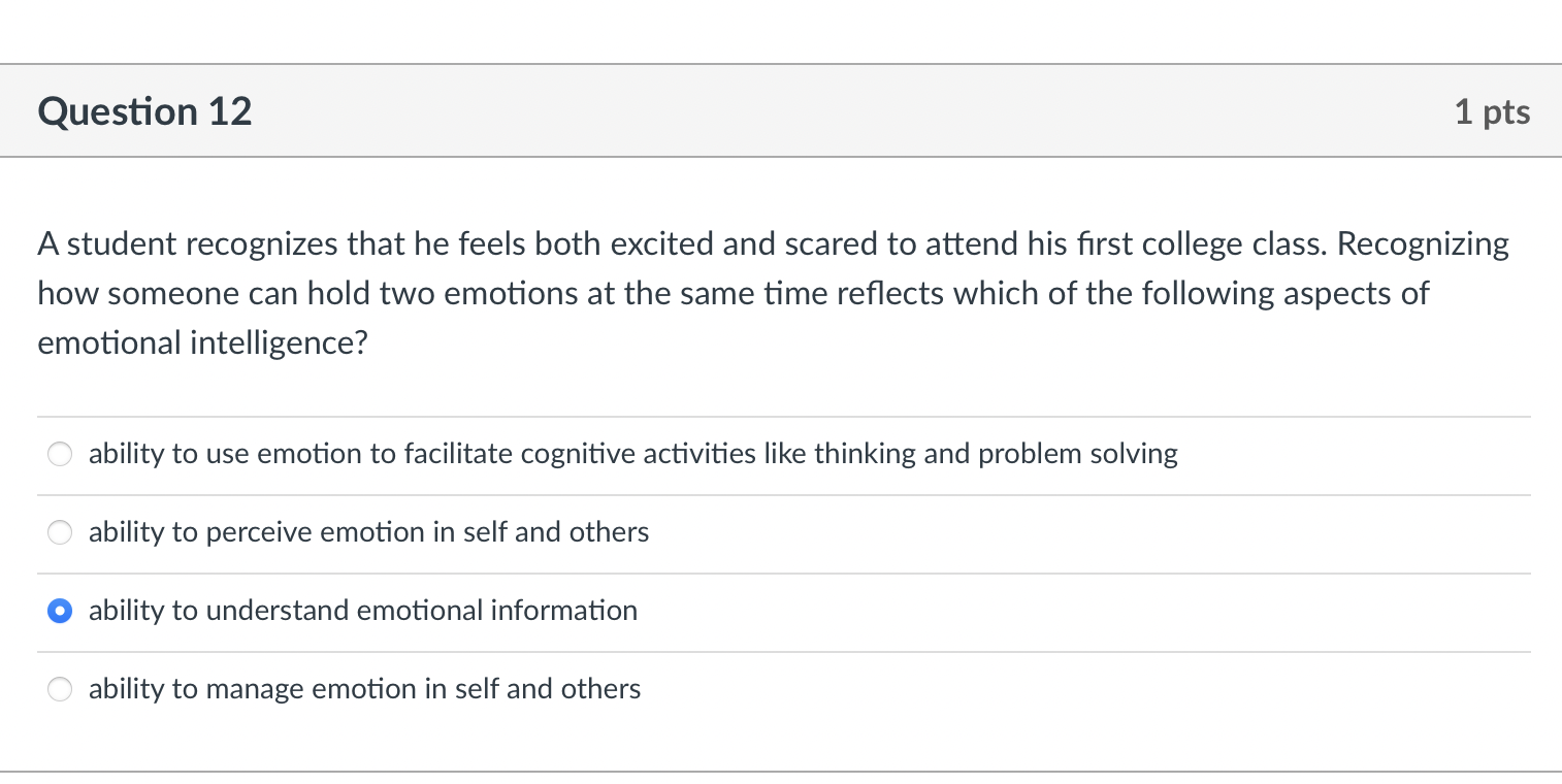 A student recognizes that he feels both excited