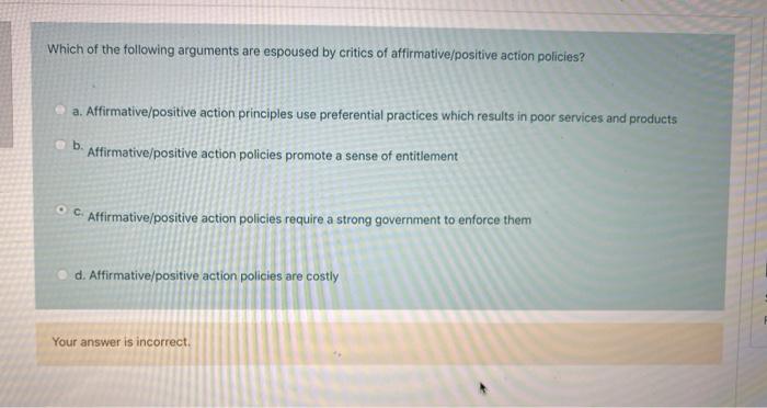 Which of the following arguments are espoused by