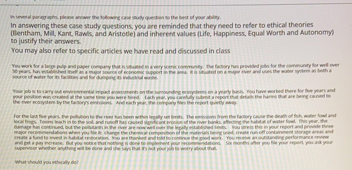 Philosophy Case study In several paragraphs,