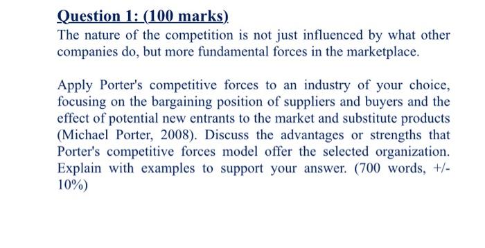 Question 1: (100 marks) The nature of the