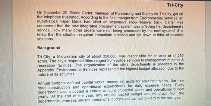 Tri-City On November 20, Elaine Carter, manager