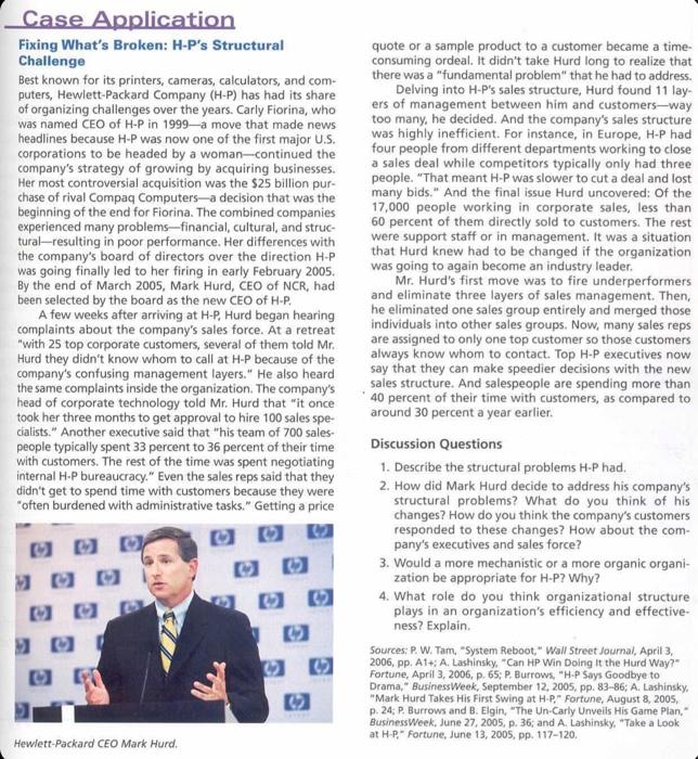 Case Application Fixing What's Broken: H-P's