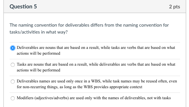 Question 3 2 pts Which of the following schemes