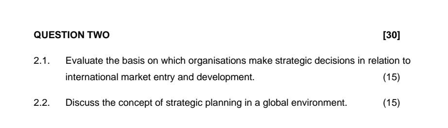 QUESTION TWO [30] 2.1. Evaluate the basis on