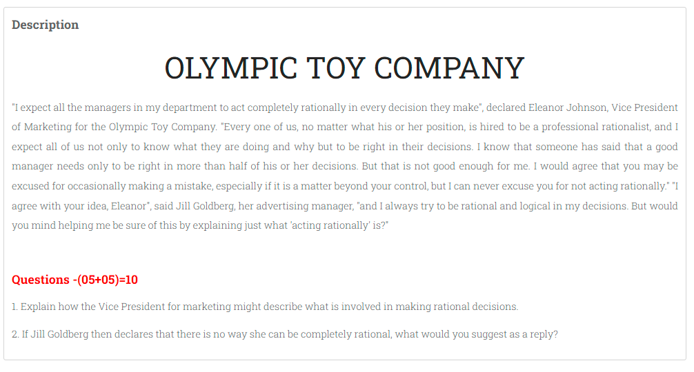 Description OLYMPIC TOY COMPANY "I expect all the