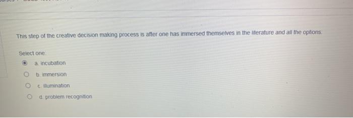 This step of the creative decision making process