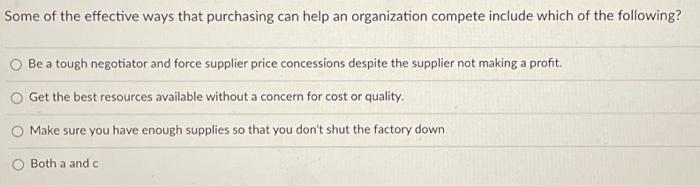 Some of the effective ways that purchasing can