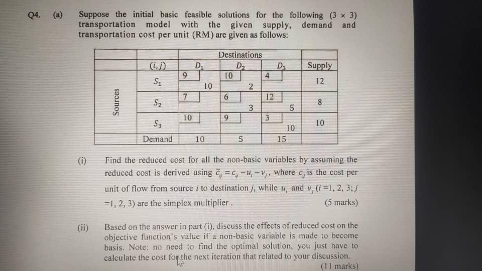 operation research.....ans wants in hurry Q4.(a)