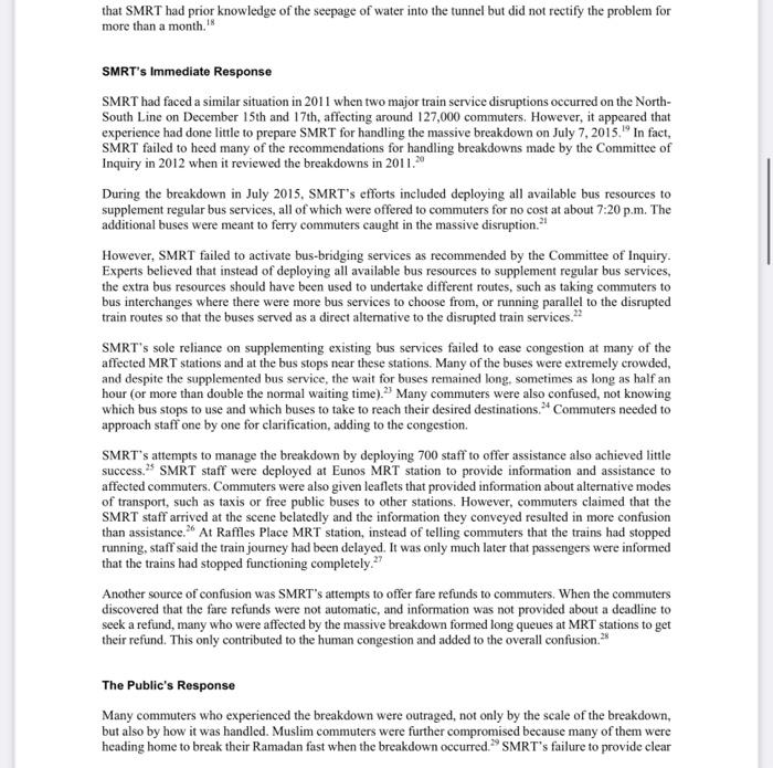 1. What SMRT did do wrong? Recourses and how they