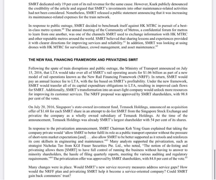 1. What SMRT did do wrong? Recourses and how they