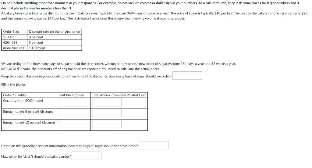 Do not include anything other than numbers in