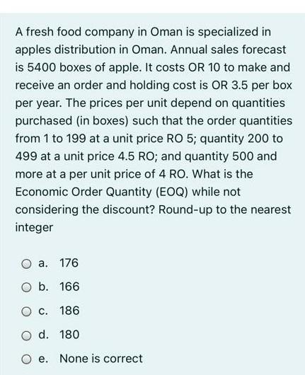 A fresh food company in Oman is specialized in