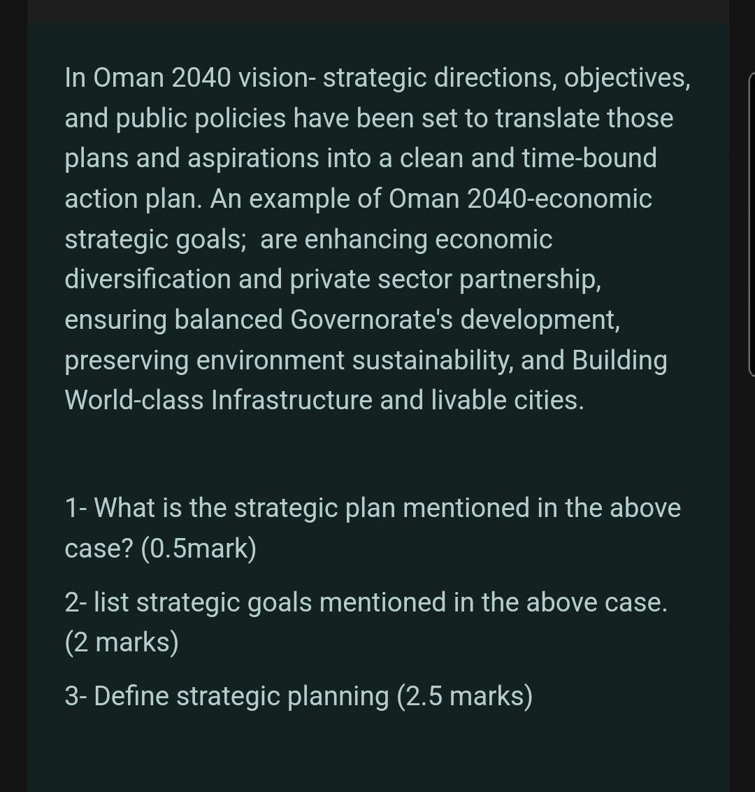 In Oman 2040 vision- strategic directions,