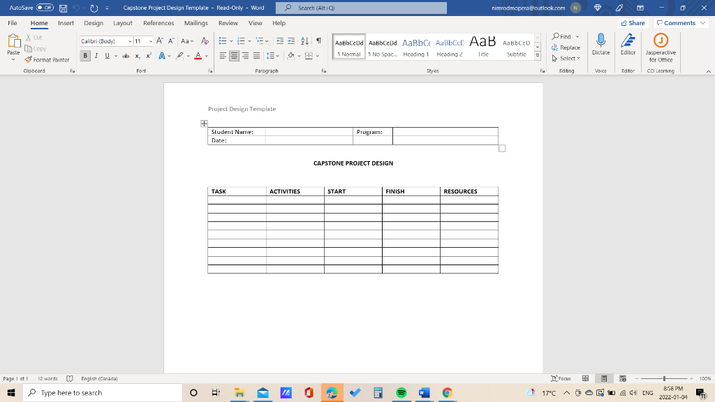 Project Plan - First Draft and Summary of