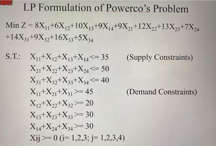1- solve by north west corner method and show
