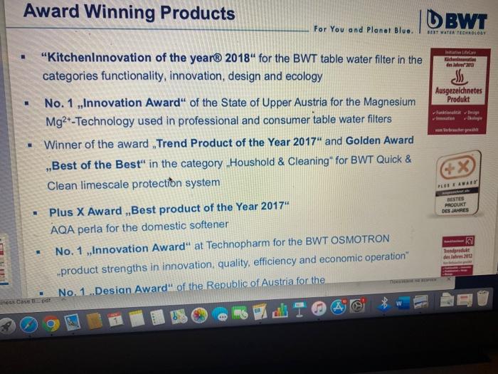 Task From the Marketing Case BWT each student may