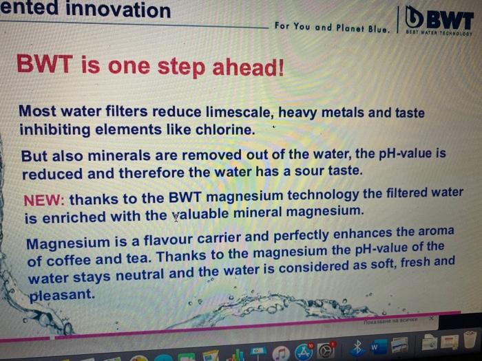 Task From the Marketing Case BWT each student may