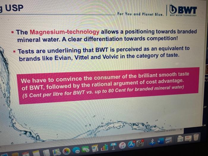 Task From the Marketing Case BWT each student may