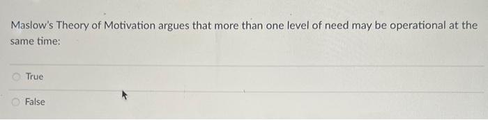 Maslow's Theory of Motivation argues that more