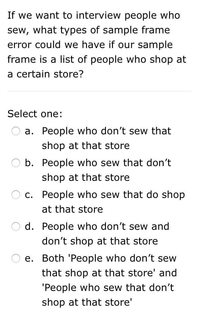 If we want to interview people who sew, what