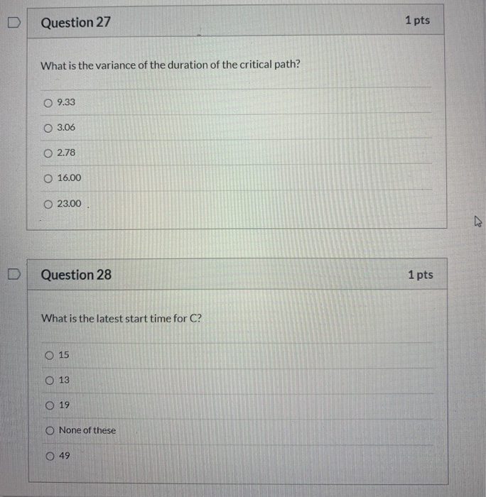 Question 24 1 pts Use the project, answer