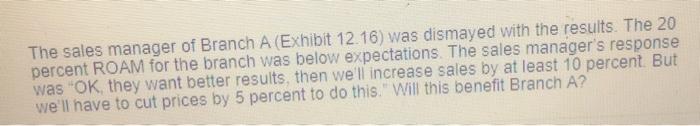 The sales manager of Branch A (Exhibit 12.16) was