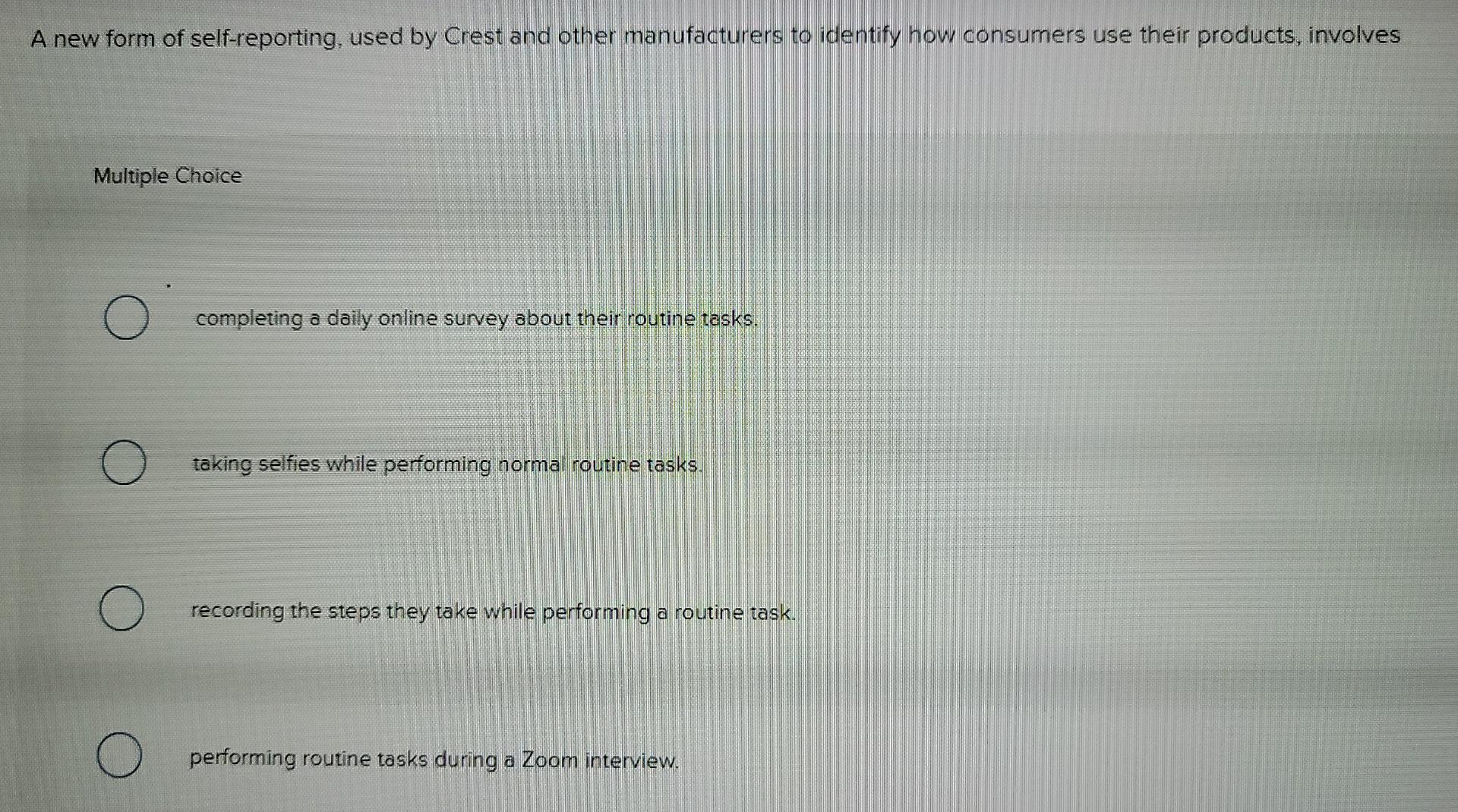 help A new form of self-reporting, used by Crest