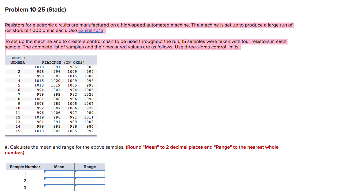 Problem 10-25 (Static) Resistors for electronic