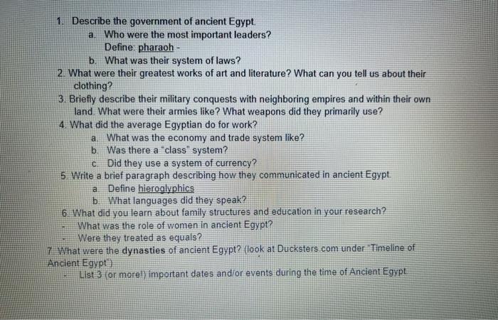 answer 1-3 1. Describe the government of ancient