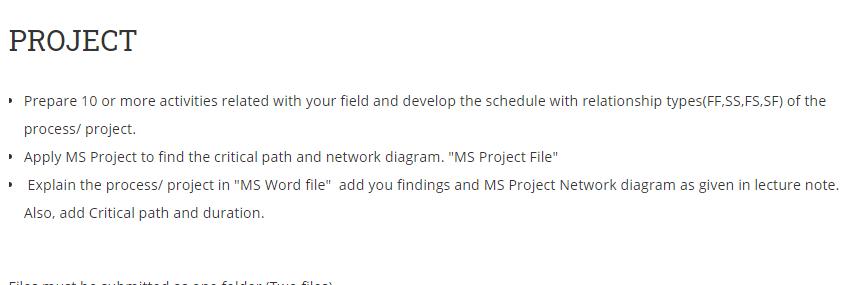 PROJECT Prepare 10 or more activities related