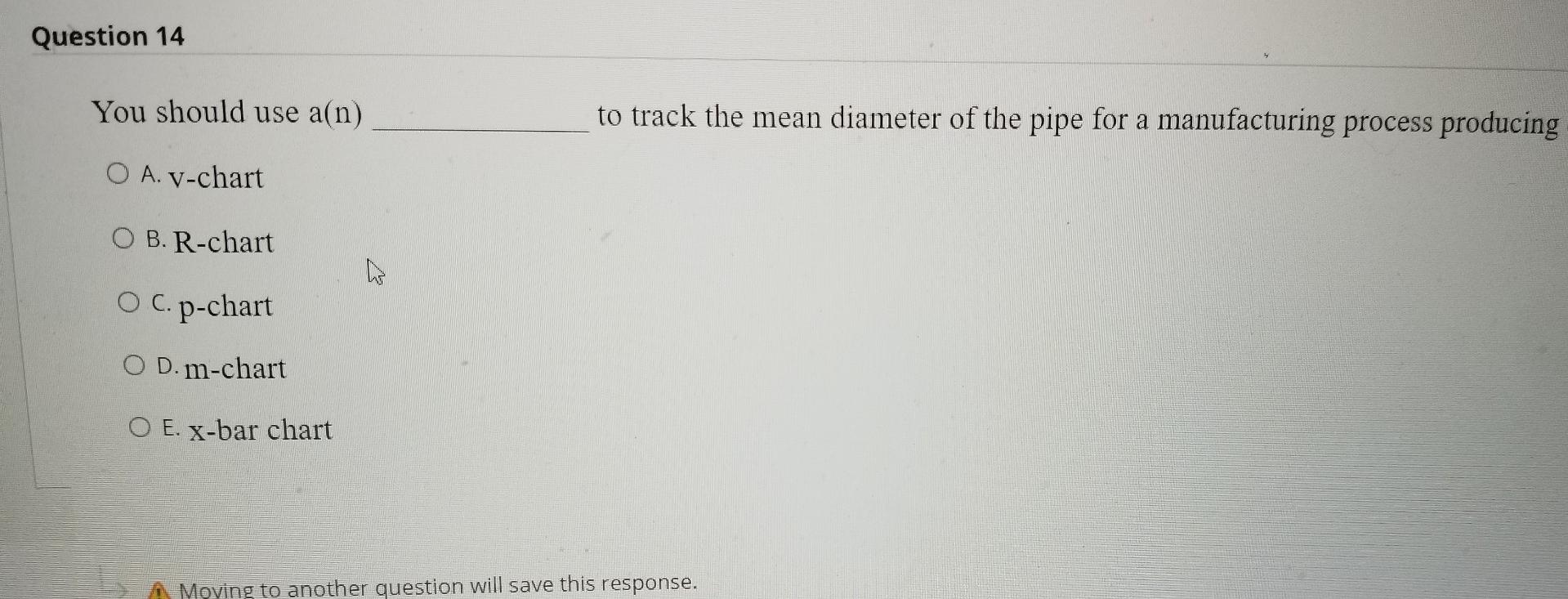Question 14 You should use a(n) to track the mean