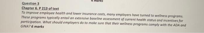 marks Question 3 Chapter 6. P 213 of text To