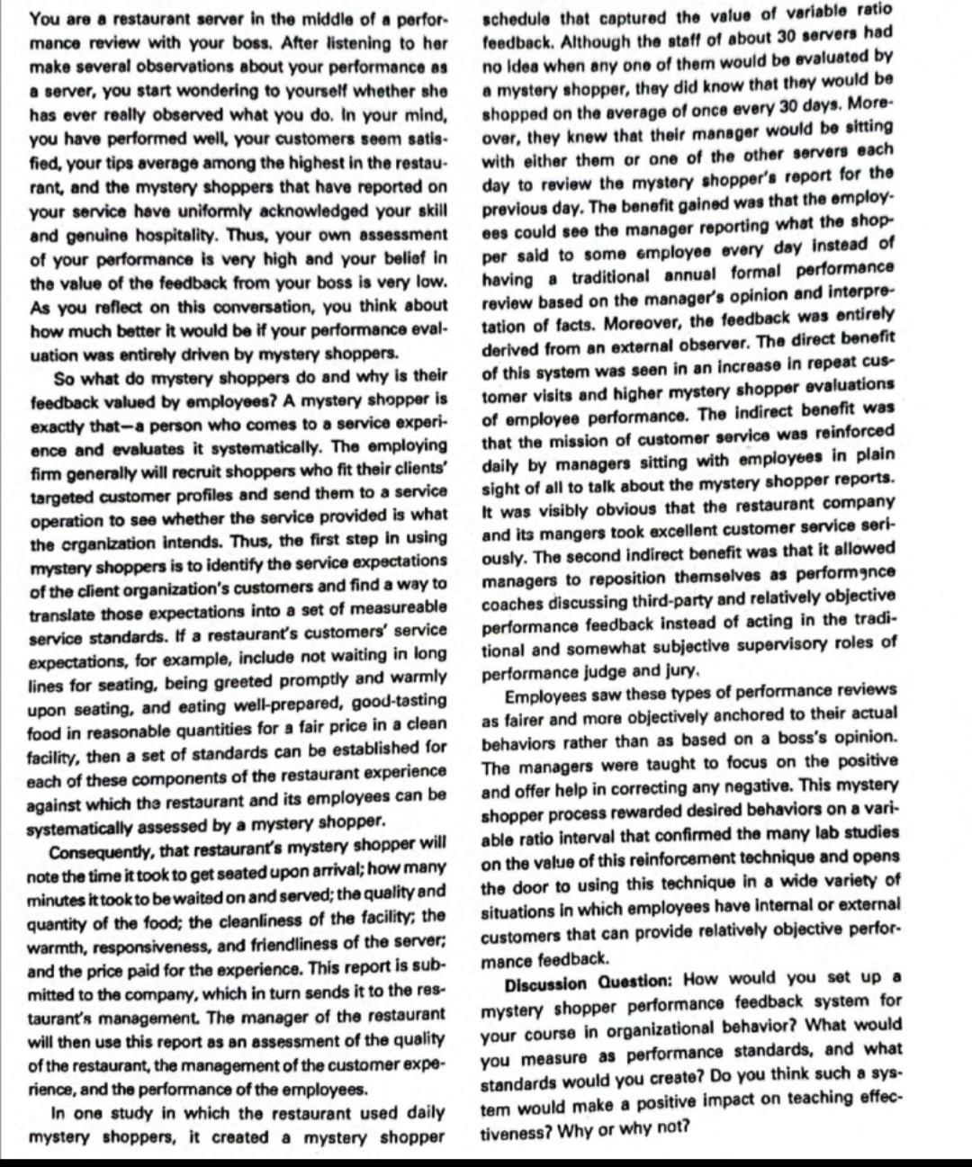 How would you set up a mystery shopper