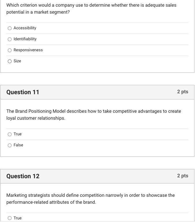 Which criterion would a company use to determine