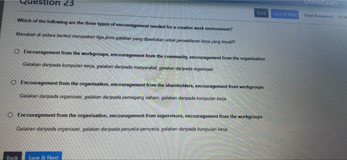 23 Back Total Which of the following are the