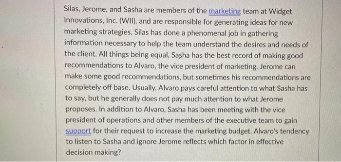 Which of the following examples best exemplifies