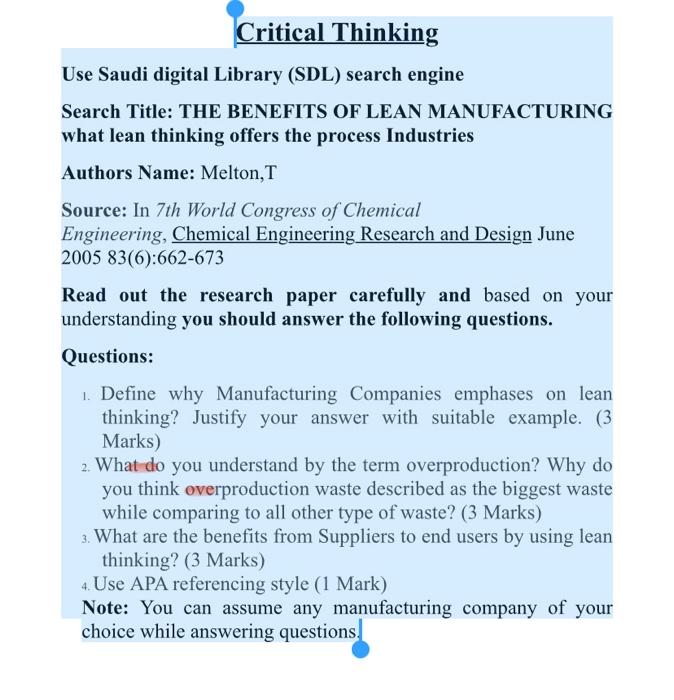Critical Thinking Use Saudi digital Library (SDL)
