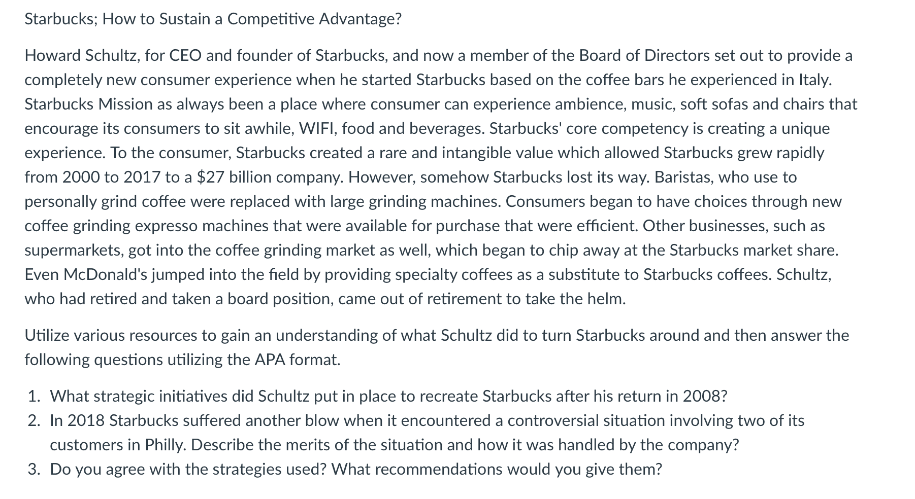 Please answer just number 3 Starbucks; How to