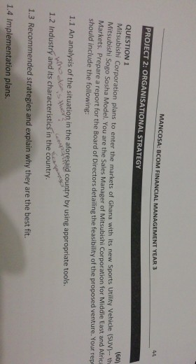 MANCOSA: BCOM FINANCIAL MANAGEMENT YEAR 3 PROJECT